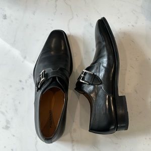 Magnanni Monk Strap Leather Dress Loafer Size US D Regular Black Gently Us